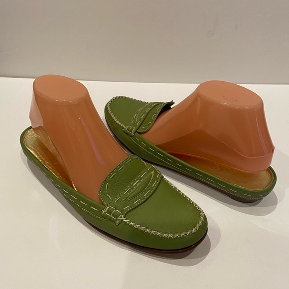 Cole Haan Leather Low Heel Clogs Mules Slides Slip-on Shoes Size 9 B Green EUC - Picture 9 of 12